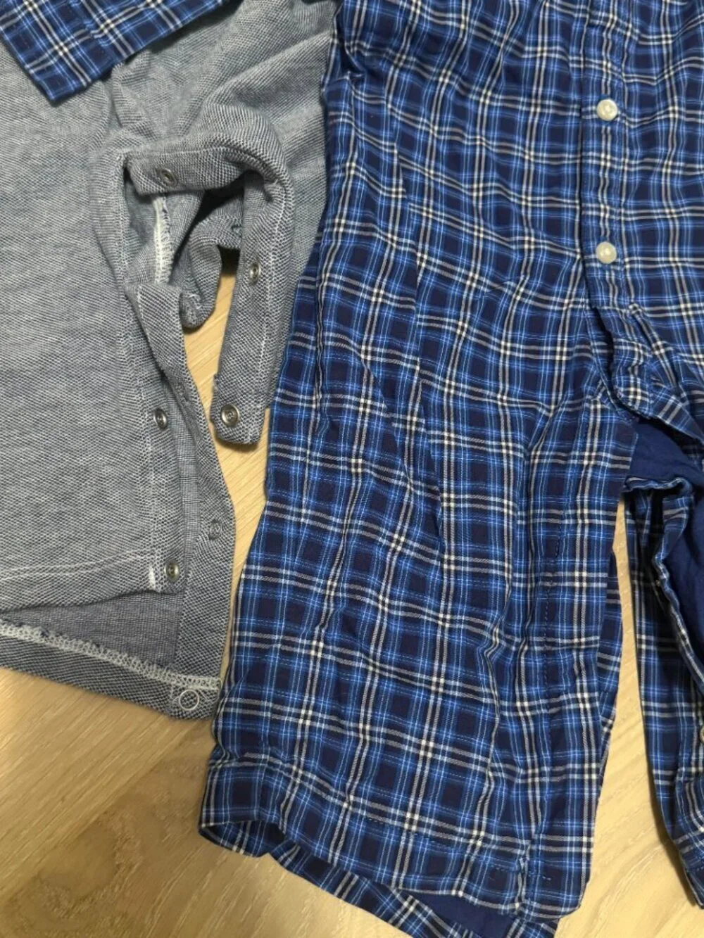 Lot of 3 Ralph Lauren Baby Boy Plaid Shirt Rompers Preppy Blue Red - 9M